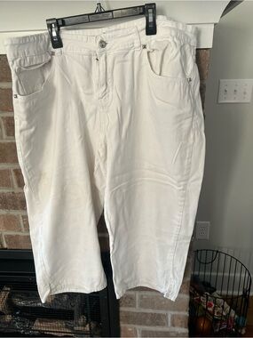 K Jordan White High-Rise Denim Crop Pants